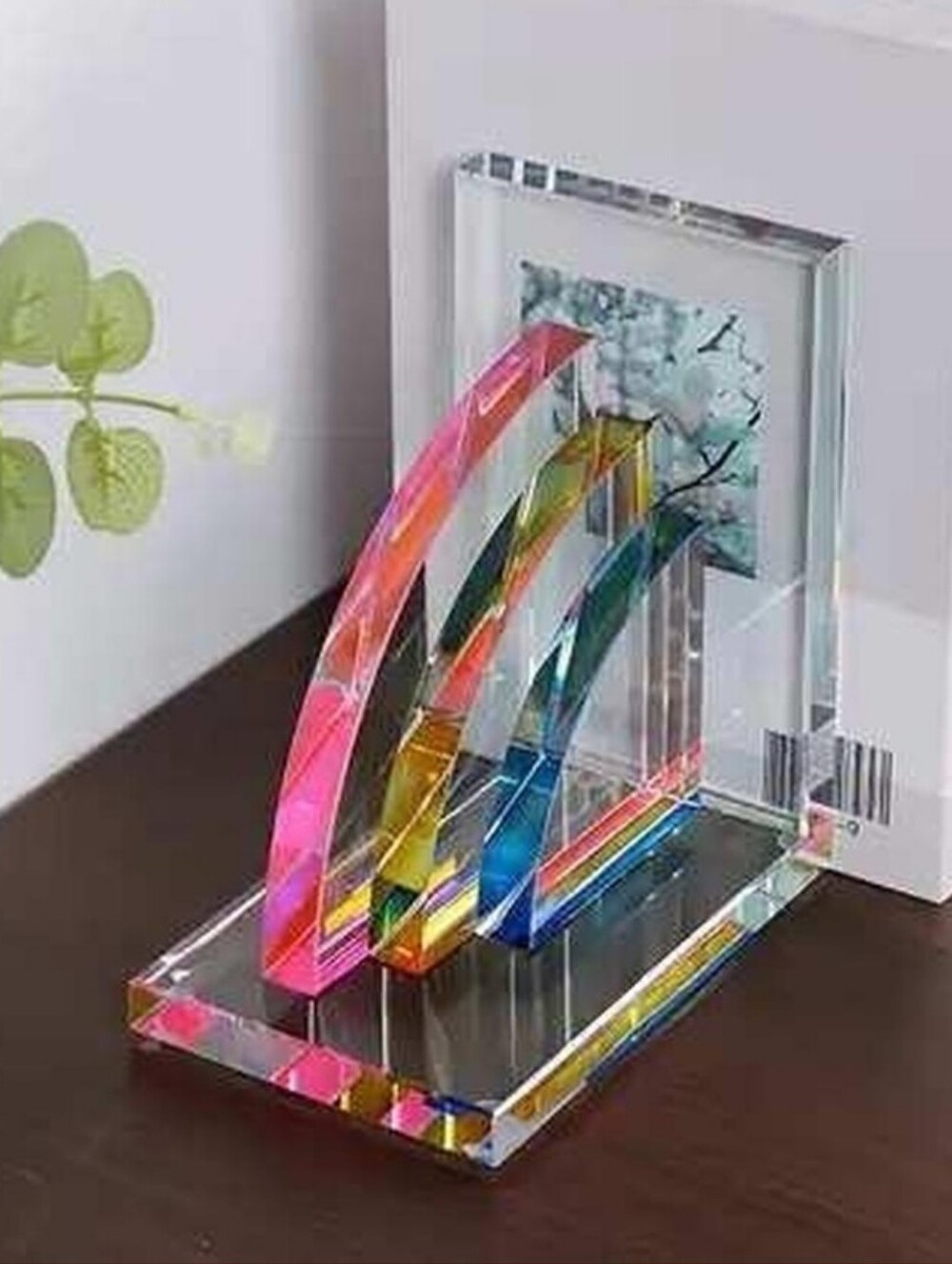 Max Studio Iridescent Rainbow Glass Bookends